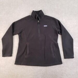 Patagonia Synchilla Pullover Womens Large Black Fleece 1/4 Zip Outdoor Jacket ZZ